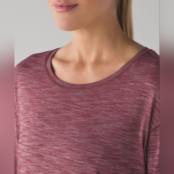 GUC Lululemon Athletica Lost in Pace Long Sleeve Heathered Deep Rouge Size 12 - Picture 3 of 14